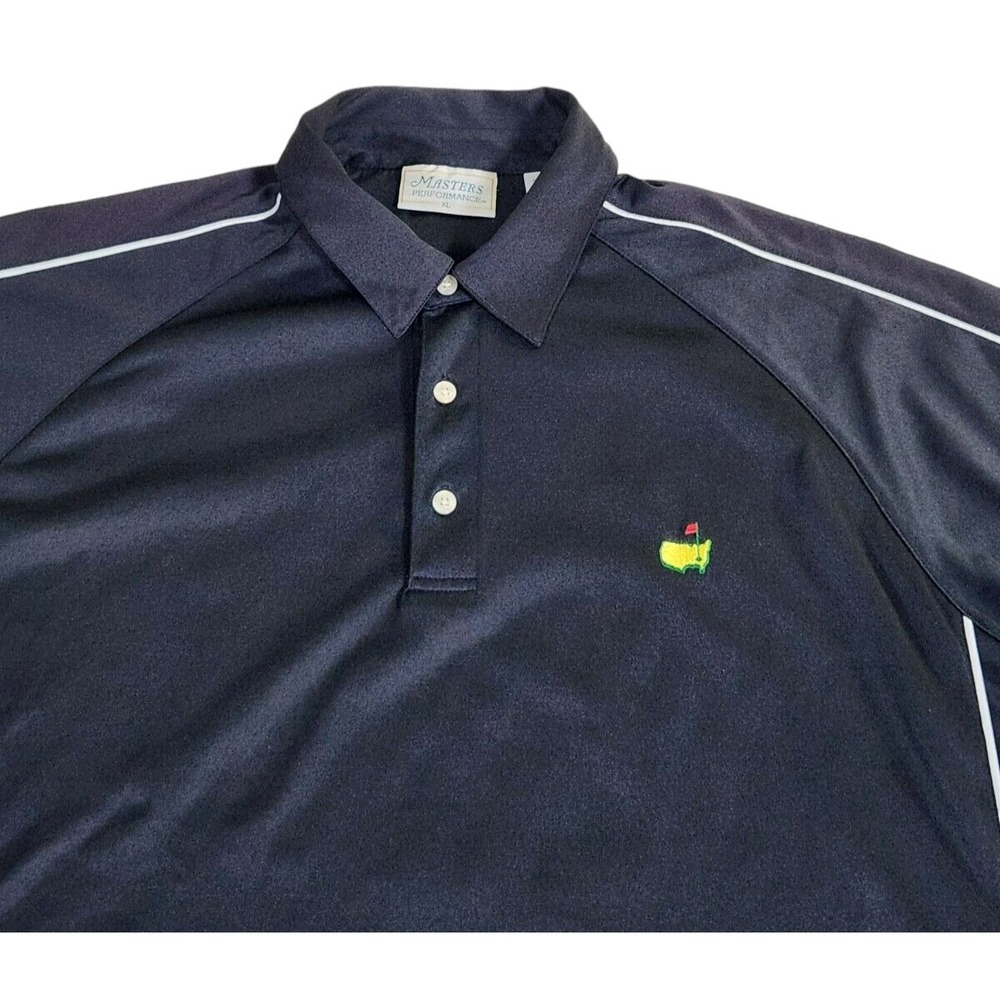 Masters Performance Polo‎ Shirt Men's XL Black White Striped Golf Shirt Logo